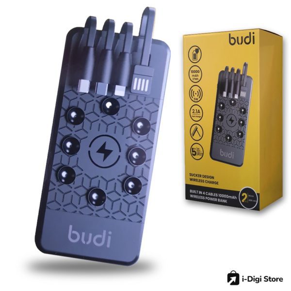 ⁦باور بانك بودي 10 الف ملي أمبير مع كيبلات مبنية وشحن وايرليس⁩ - الصورة ⁦1⁩