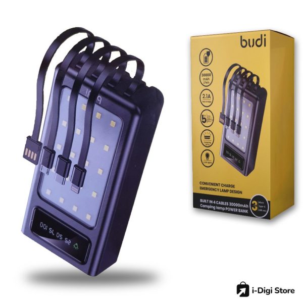 ⁦باور بانك بودي 30 الف مللي أمبير مع مصباح ليد و كيبلات مبنية⁩ - الصورة ⁦1⁩