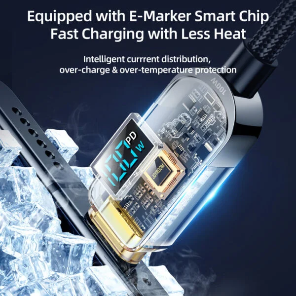 ⁦كيبل شحن سريع ١٠٠ واط مزود بشاشة⁩ - الصورة ⁦4⁩