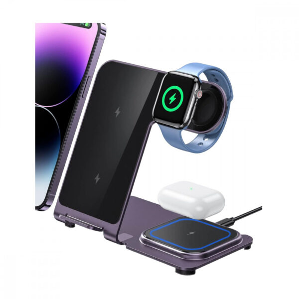 ⁦ستاند شحن ثلاثي وايرليس للهاتف و ساعة ابل وسماعات⁩ - الصورة ⁦1⁩