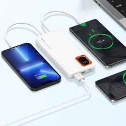 ⁦باوربانك 20 الف ملي امبير شحن سريع بكيبلات مبنية⁩ - الصورة ⁦2⁩